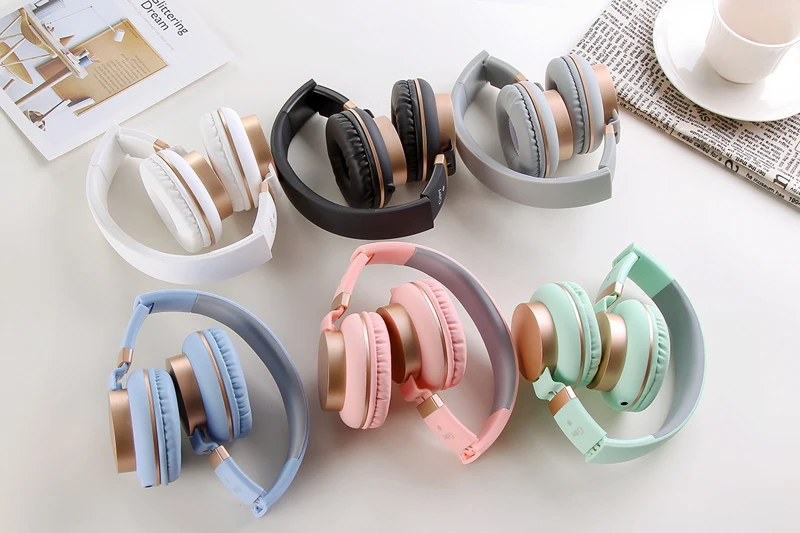 Luxury Headband Wired Big Headphones with Mic Portable Foldable On-Ear Headset with Microphone for Phones xiaomi PC Girls Kids