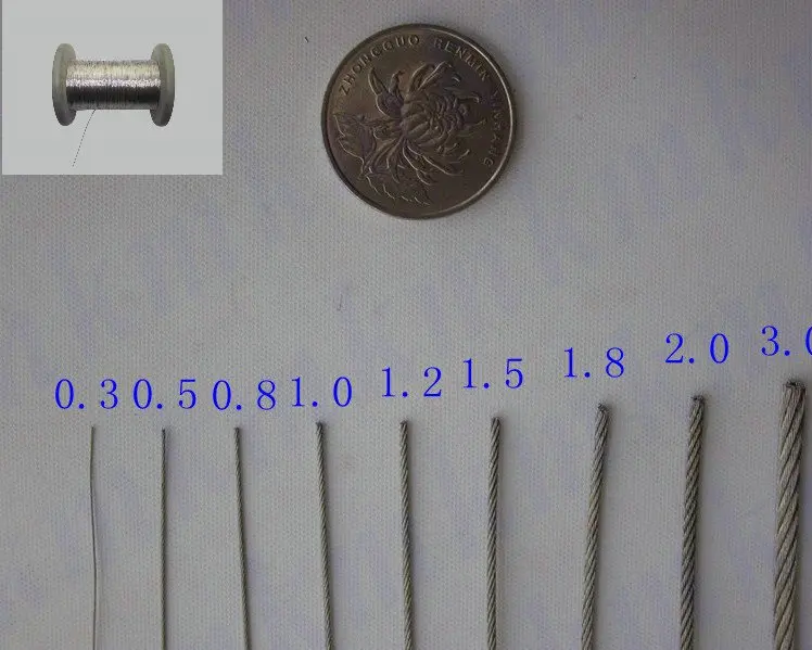 

100M/Roll 304 Stainless Steel Wire Rope 7X7 Structure 2.0 MM Diameter Cable