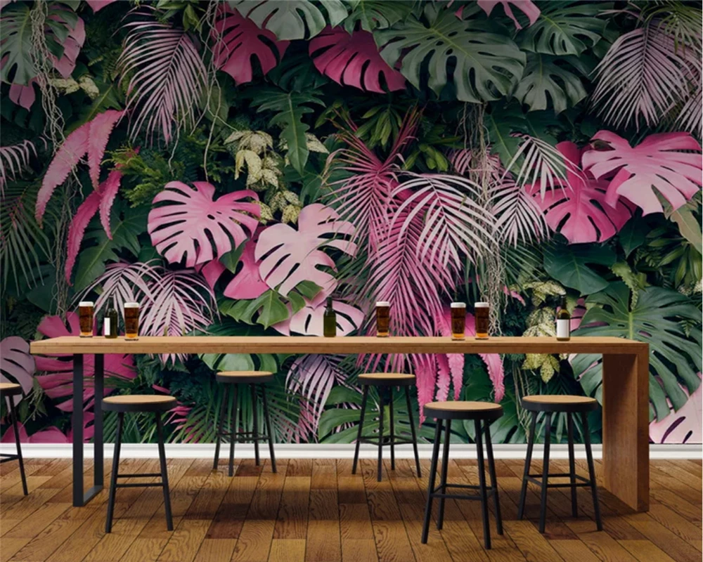 Beibehang пользовательские шелковистые papel де parede обои современный минималистский свежий тропический лес завод банановый лист садовая роспись фон