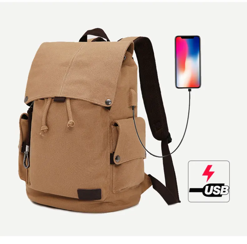 Scione холст зарядка через usb рюкзак для мужчин путешествия ноутбук Drawstring Bagpack женщин студент классический школьный дорожные плечевые сумки