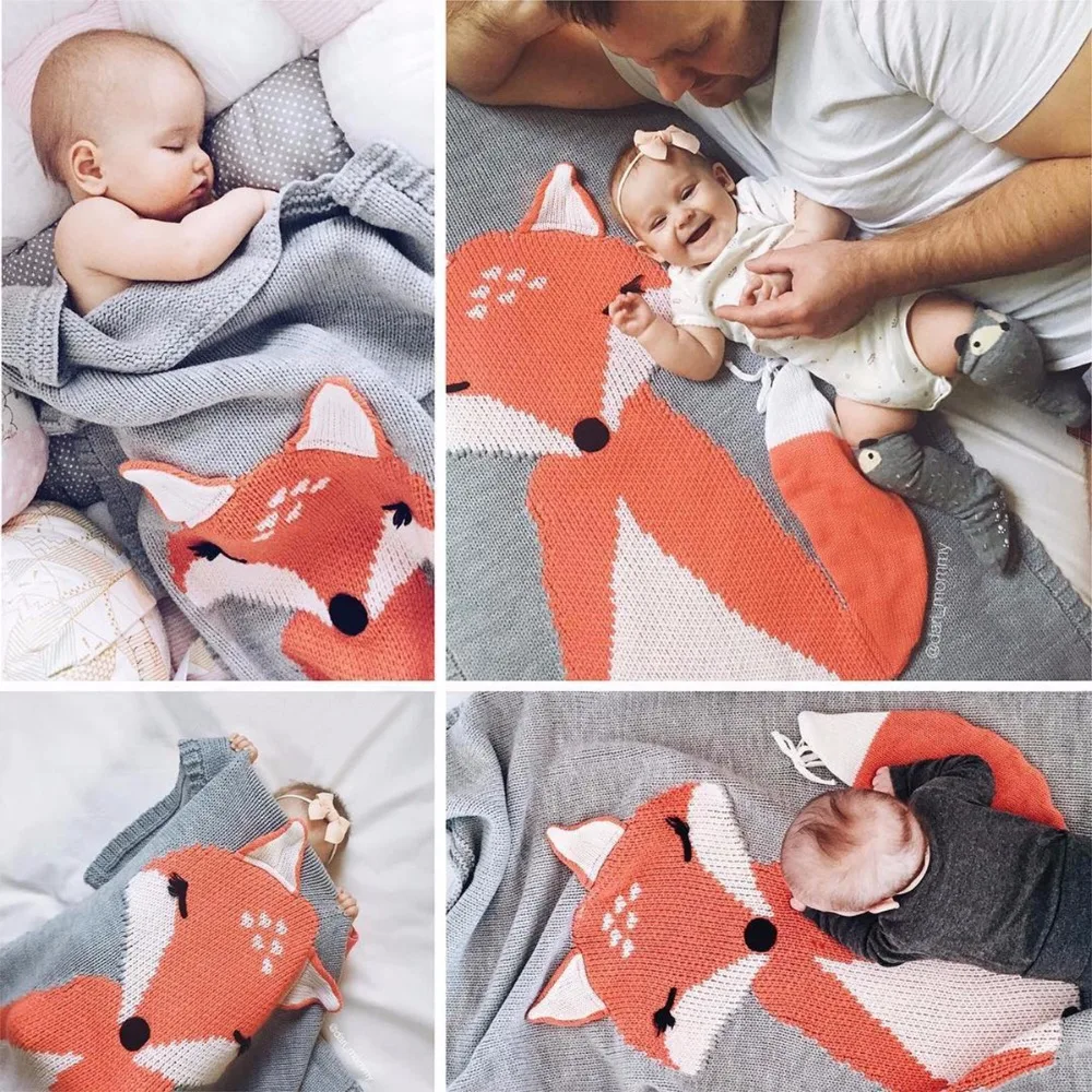 Puseky детское одеяло для новорожденных 2018 лиса Вязание Одеяло постельные принадлежности Стёганое одеяло для кровати диван шерсть Одеяло