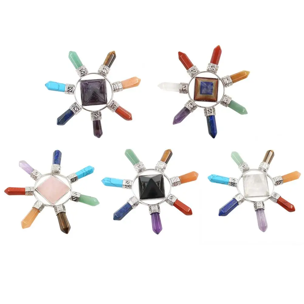 

2018 Pyramid Crystal Energy Generator Chakra Stone Points Seven Direction Amethyst Reiki Stone for Healing Meditation 0