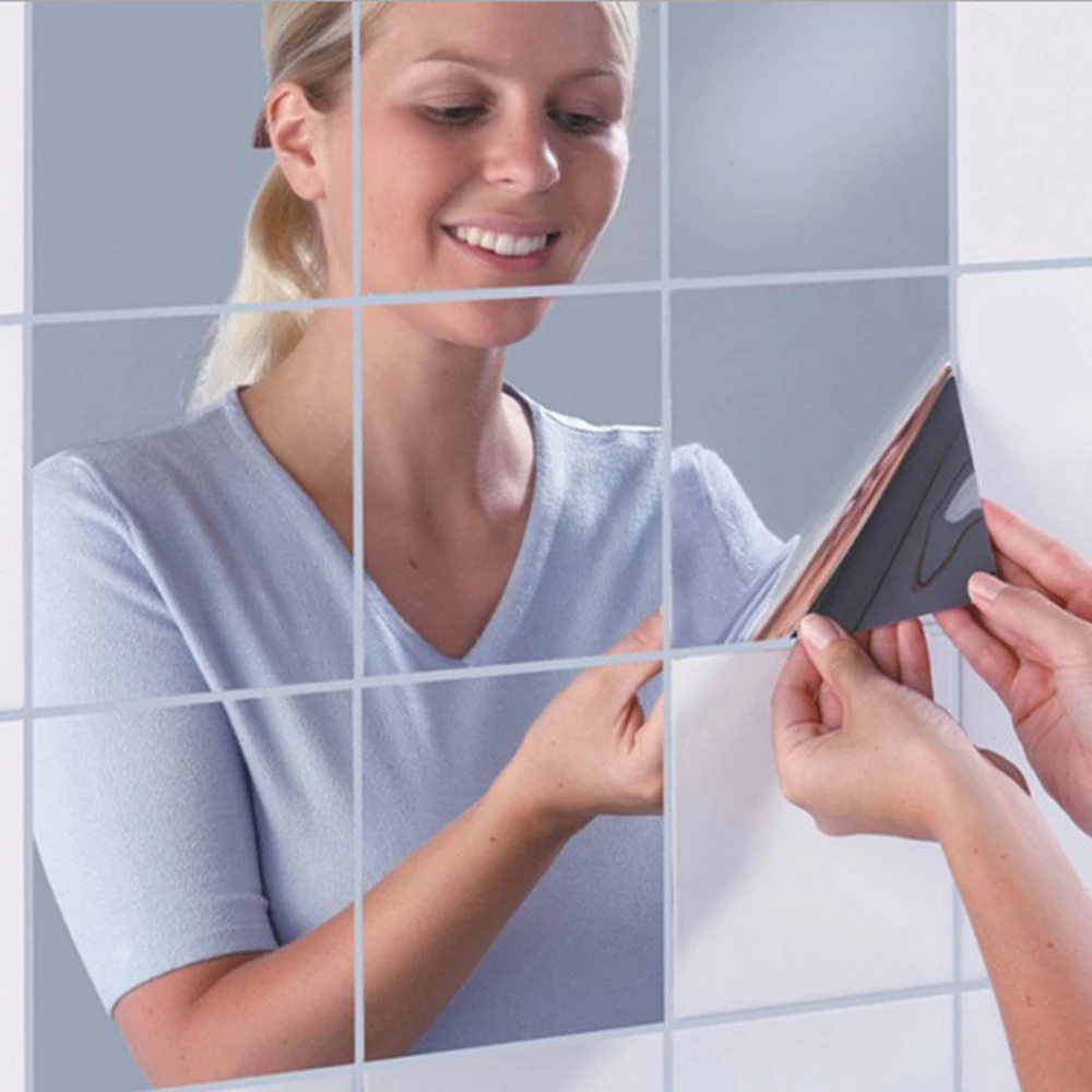 3D DIY Fliese Quadratischen Spiegel Aufkleber Wand Mosaik Aufkleber Home