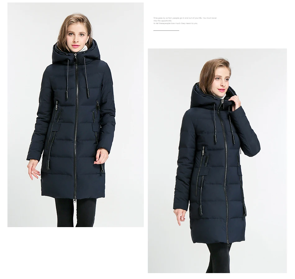 Eurasia New Women Winter Jacket Full Stand Collar Hooded Design Slim Outerwear Coat Warm Parka Lady Clothing Y1700010