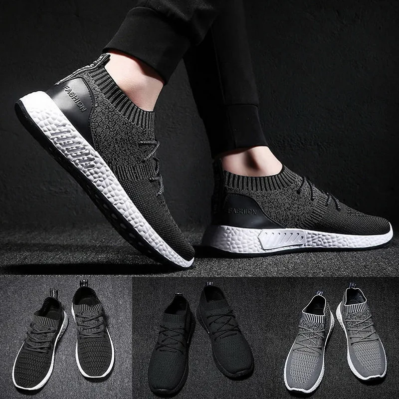 MoneRffi Men Knitting Vulcanize Shoes Sneakers Breathable Casual Male Air Mesh Lace Up Shoes Tenis Spring Adult Trainer