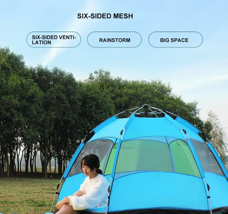 3-4 человек шестой-угол палатка Водонепроницаемый автоматическая палатка быстро открыть палатка на открытом воздухе Семья Кемпинг Пеший Туризм туристическая палатка