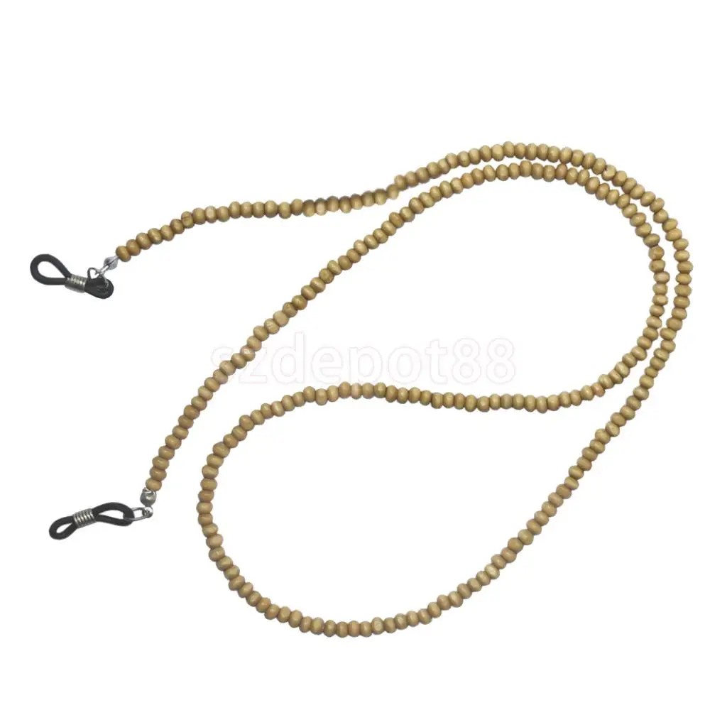 Beaded Eyeglass Spectacles Chain Sunglasses Holder Glasses Necklace Cord String Lanyard NATURAL WOOD