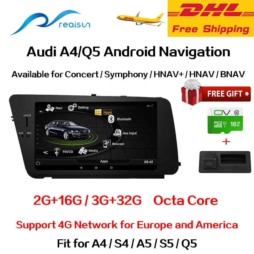 Realsun 7 дюймов Audi A4 B8 A5 S4 S5 Q5 концертный MMI 3g ram 32G rom Восьмиядерный Android 7,0 система 4G сетевая Автомобильная gps навигация