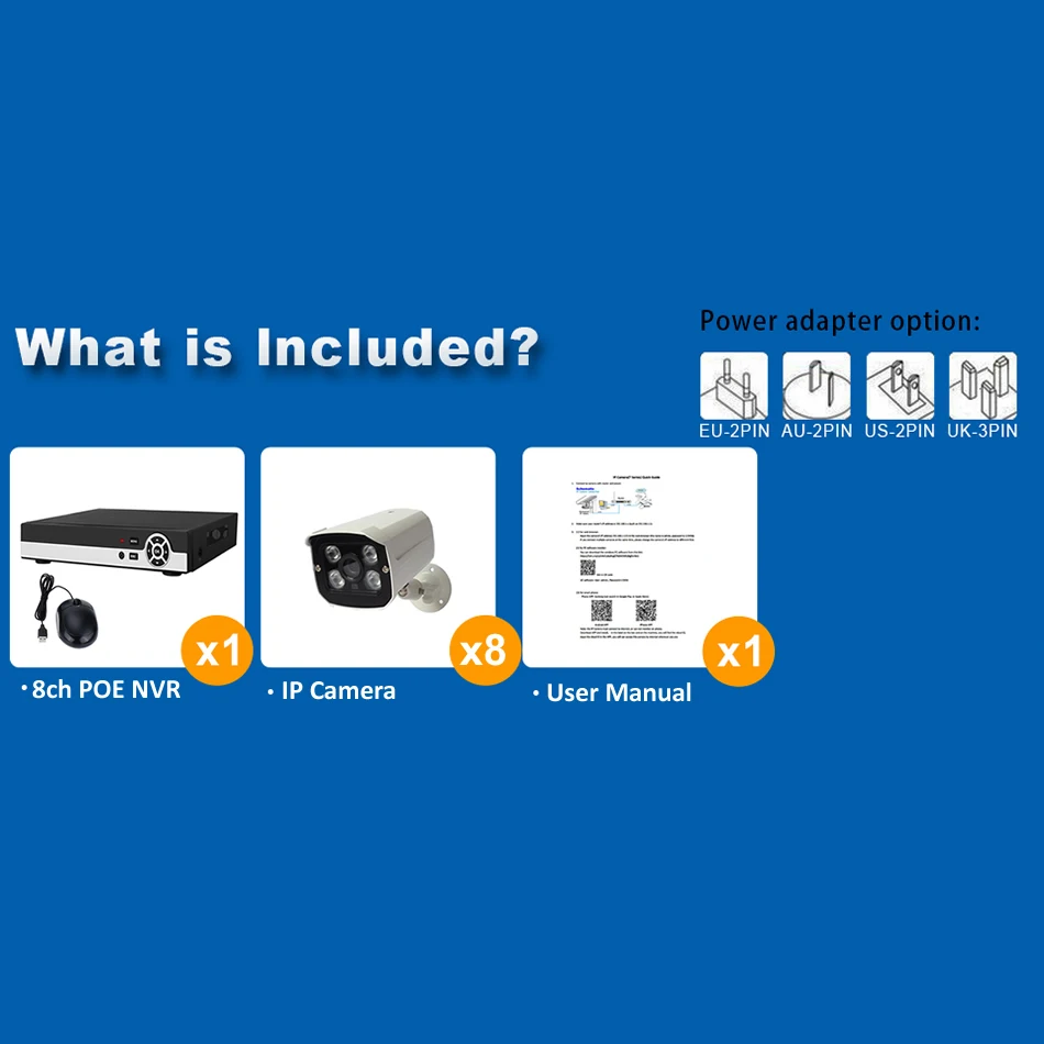  8ch Security Camera System POE 1080P 8PCS Outdoor IP Camera Surveillance System POE NVR Kit 2MP Wat