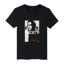Mr robot Style White print T-shirt ood looking and Durable Men/Women SOCIETY T-shirt Street Wear with High quality