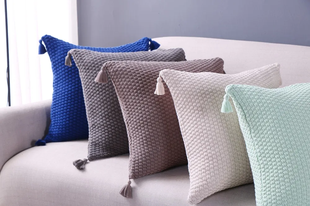 

5 Colors Nordic Tassel Cotton Pillow Covers Super-Soft Pillow Cases For Decorative Pillows Green 45x45cm Dropshipping