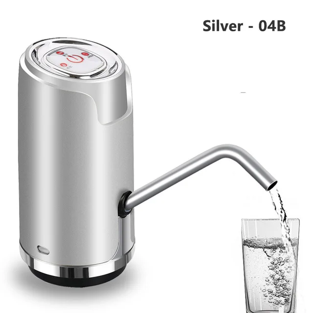 Насос для бутыля с водой USB дозатор воды переносной электрический насос для питьевой воды бесшумный дизайн-подходит для бутылок на 2-5 галлонов - Цвет: Silver