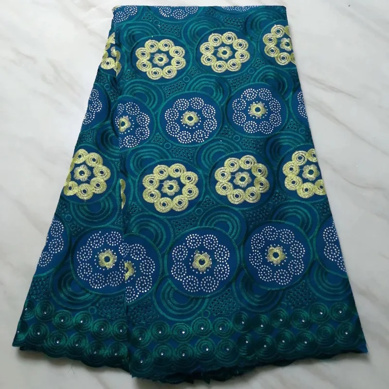 

Free shipping (5yards/pc) Teal green African cotton lace fabric new design Swiss voile lace with embroidery for dress CLS224