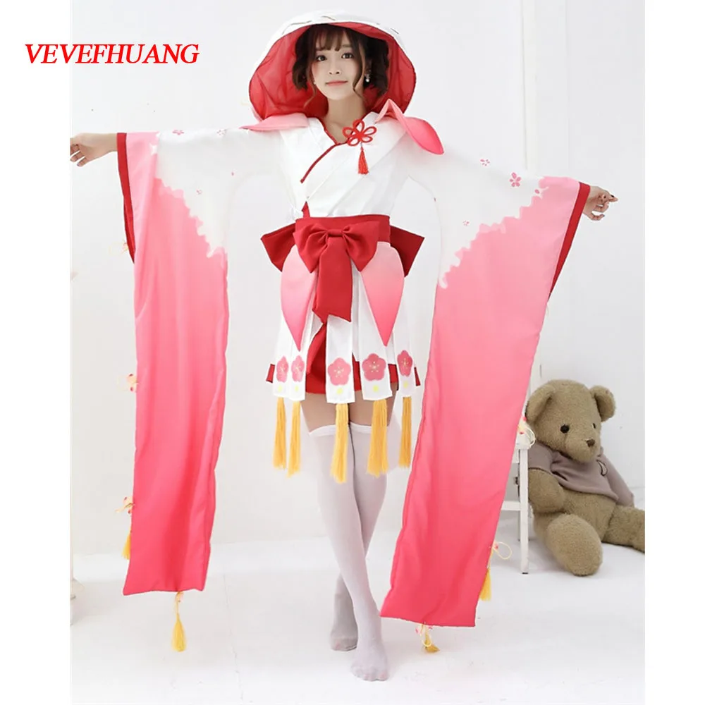 VEVEFHUANG женский японский мультфильм Аниме Onmyoji Косплей Костюм персиковый цвет