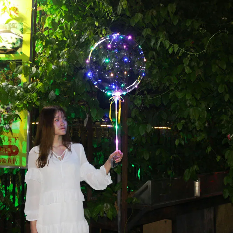 

Hand Hold 2pcs LED Light Up Transparent Round Bubble Balloon for Wedding,Coffee Store, Birthday, Christmas Part Night Decor