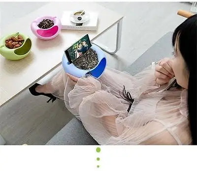 

Creative Shape Lazy Snack Bowl Plastic Double Layers Snack Storage Box Bowl Fruit Plate Bowl With Phone Holder For TV