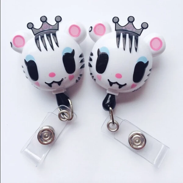 

Cute Cartoon White Crow Tiger Retratable id badge reel 3pcs/lot