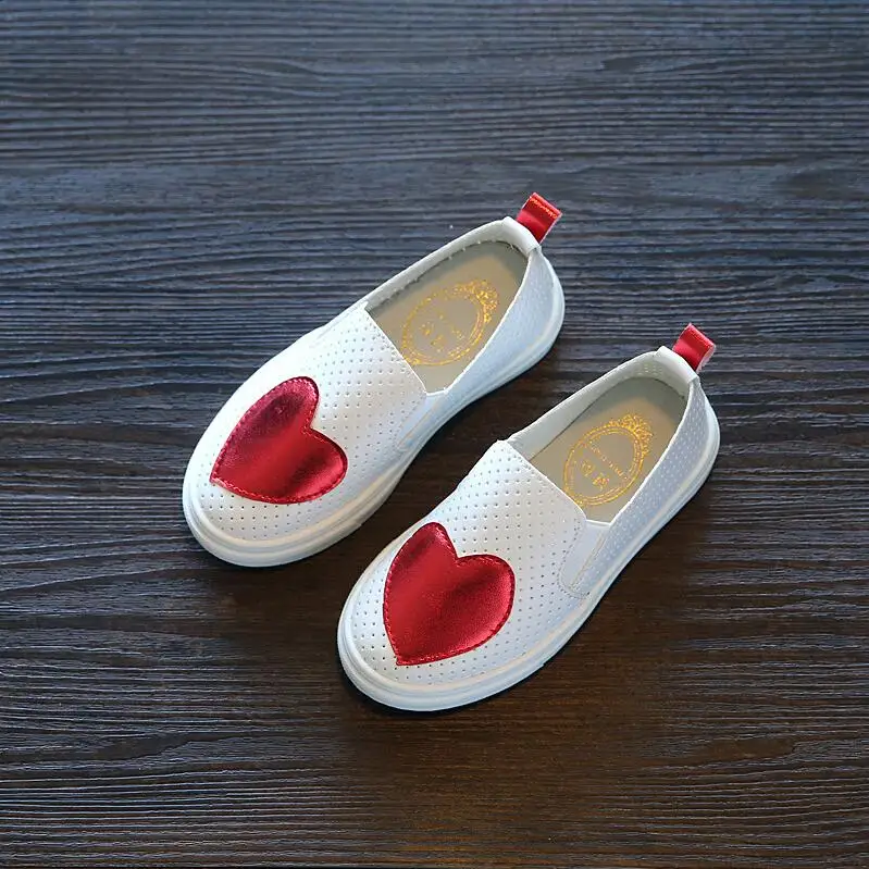 Новинка, Лидер продаж, повседневная обувь для детей, для девочек,, детская обувь, Корейская, с узором «любовь», дышащая, открытая, детская, спортивная обувь на плоской подошве - Цвет: Красный