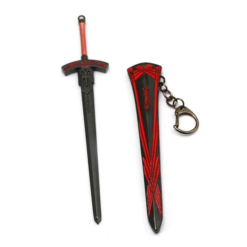 HSIC Anime destino Saber llavero de aleación de titular ennegrecido 17 cm colgante espada Victoria hombres Chaveiro llaveros HC13027