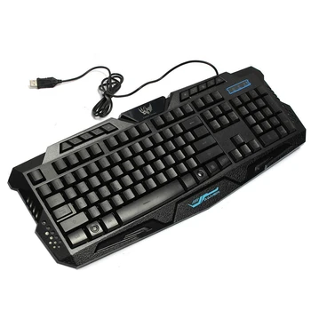 

Gaming Gamer US Keyboard Illuminated with LED Illumination 3 Colors Adjustable (Red, Blue, Purple) Backlit USB Cable Keyboard