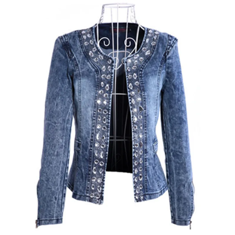

Spring Autumn Women Plus Large Size 5XL 6XL Outwear Jean Jacket Woman Slim Short Motor Bike Denim Coat Casual Jeans Jackets