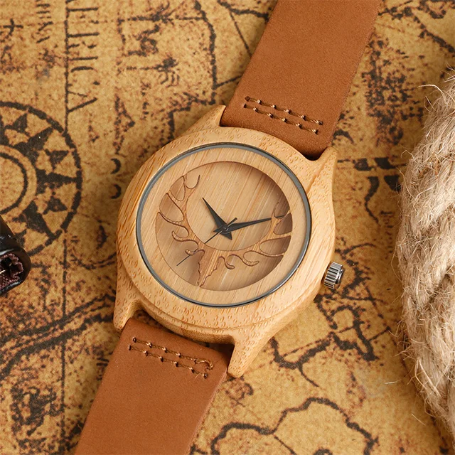 Brand Fashion Men and Women wooden watch quartz watch wood Retro antlers pattern Brand Fashion Men and Women wooden watch quartz watch wood Retro antlers pattern