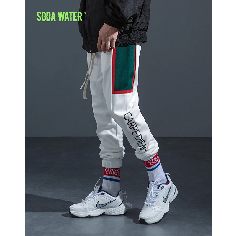 

SODA WATER 2019New Spring Jogger Pants Men Patchwork Sweatpants Fitted SweatPants Bottom Letter Casual Trousers 8839W