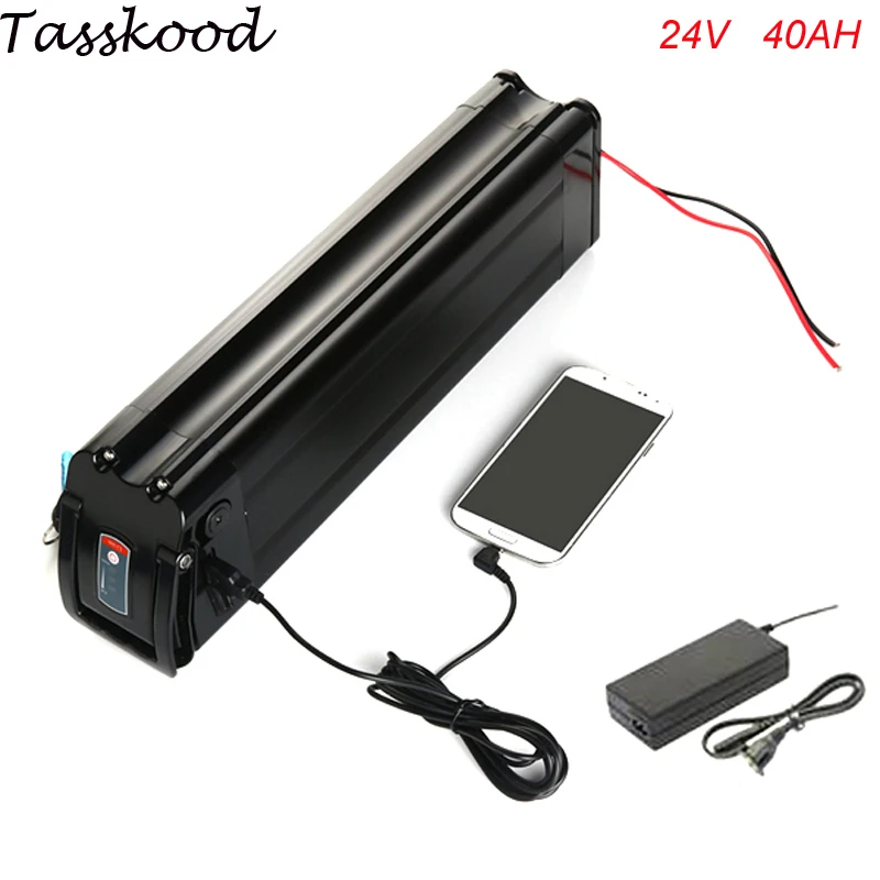 

ebike battery 24v 40ah silver fish lithium ion battery 24v 350w battery packs for electric bike with USB port +charger