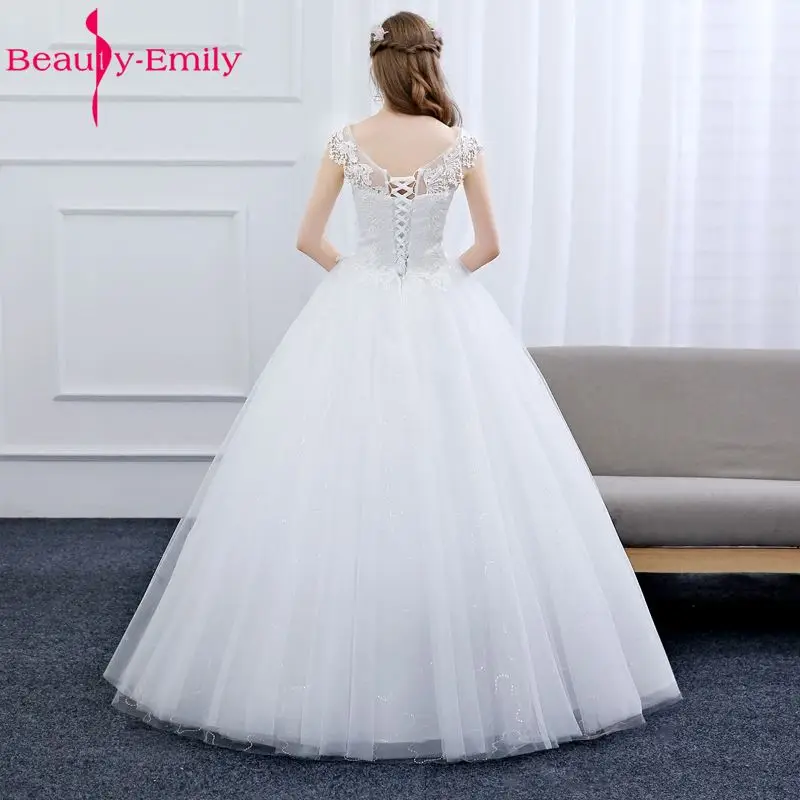Красивые белые кружевные свадебные платья Emily 2019 бальное платье без рукавов