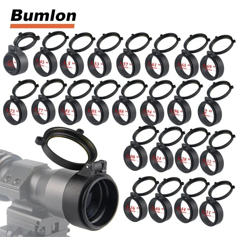 30-69MM Transparent Rifle Scope Lens Cover Flip Up Quick Spring Protection Cap Objective Lid for Airsoft Gun Caliber HT37-0072