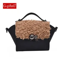 Fashion plush tote bag female 2017 autumn and winter new font b handbags b font fashion