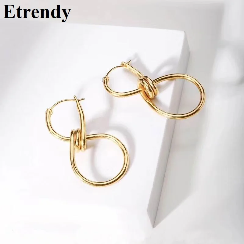 

Delicate Fashion Knot Earrings Gold Color Handmade Endless 8 Geometric Simple oorbellen Bijoux Femme Trendy Jewelry