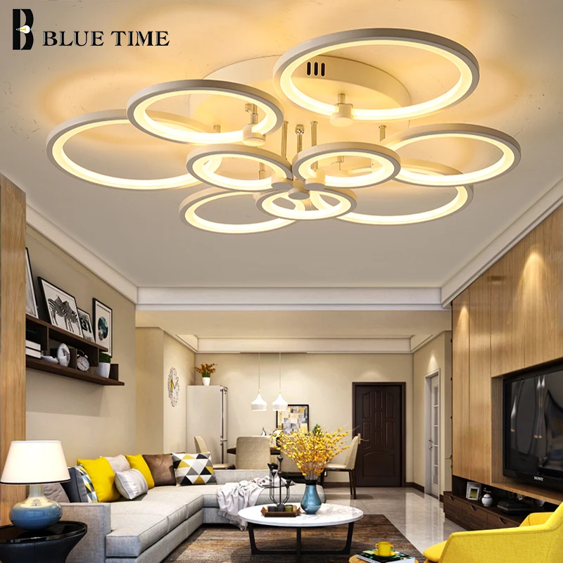 Best White Black Finished Led Chandeliers Modern Ceiling Chandelier Lighting Fixtures For Living Room Bedroom Acrylic Lampara de tech