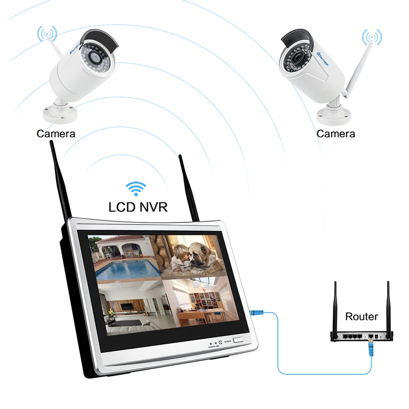 Techage 8CH 1080P 2MP 12 &quotЖК монитор Беспроводной NVR Wifi аудио IP камера система