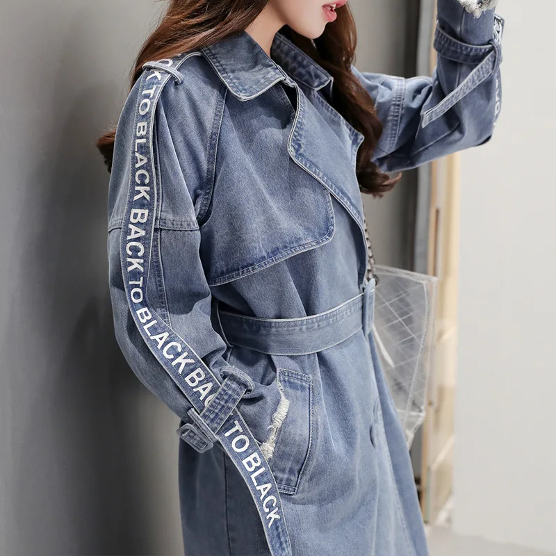 2019 Autumn New Women Double Breasted Long Trench