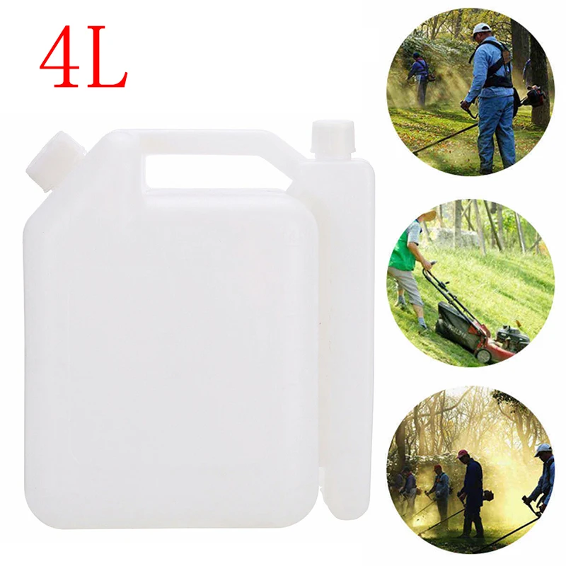 

Container Tank 4L Fuel mixing bottle Chainsaw trim Motorcycle Electric bike White Lawn Mowers Useful Convenient