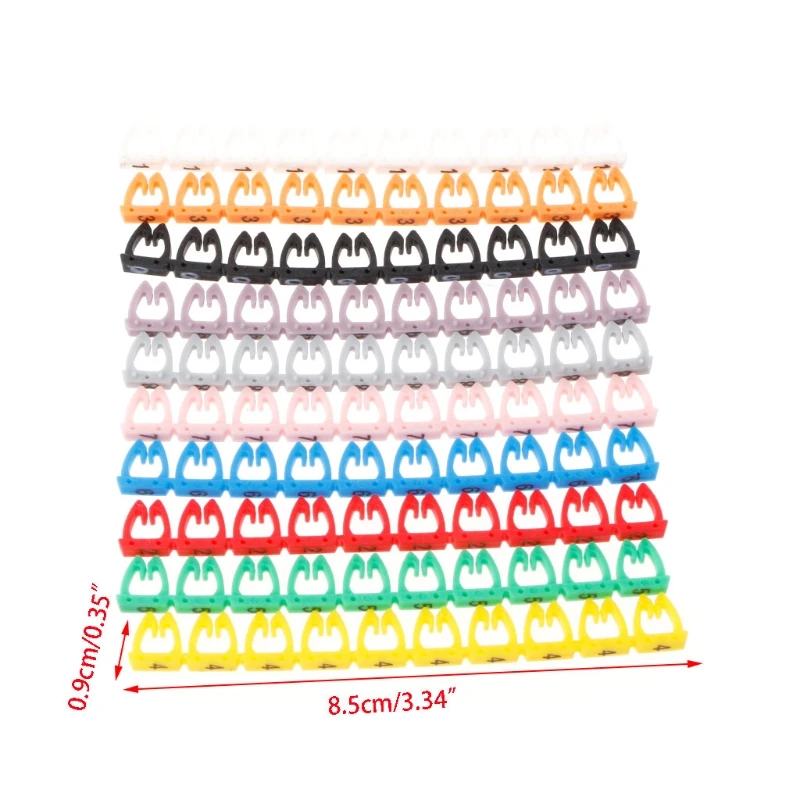 100Pcs/Set Colorful Numeric Cable Label Mark For RJ45 RJ11 RJ12 Network Cable High Quality Cable Label Mark