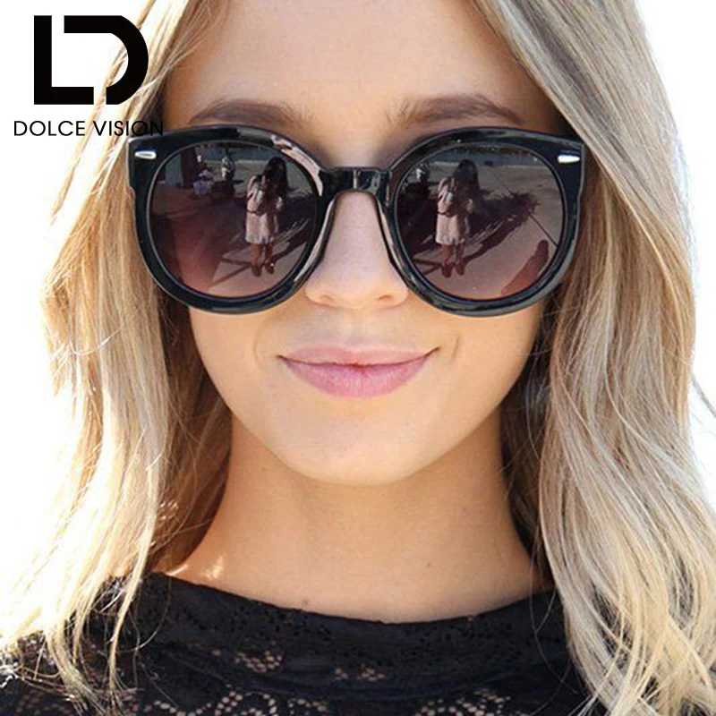 

DOLCE VISION 2018 Rivet Round Sunglasses Women Classic Fashion Sun Glasses For Women Oculos Shades Original Brand Lunette Female
