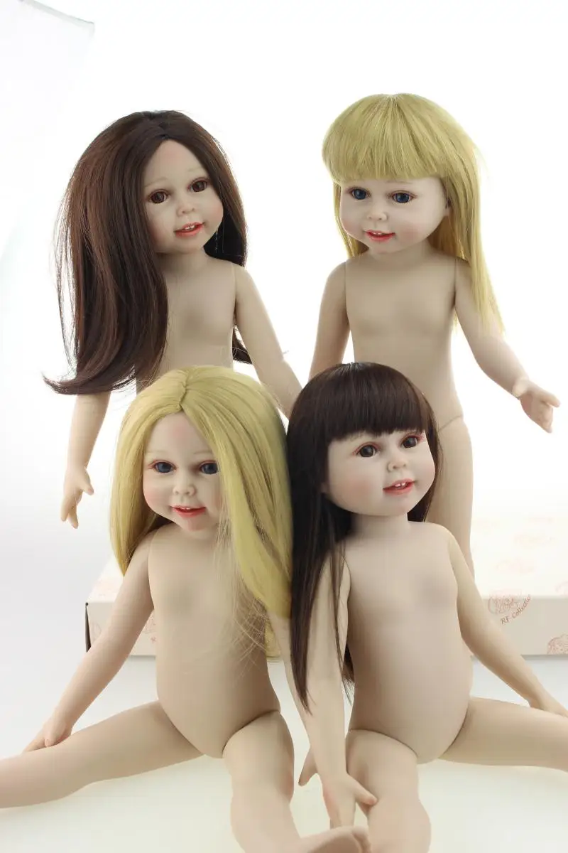 

45cm full vinyl reborn girls Dolls Nude Little menina newborn can dress up for girls Child Baby Birthday Gift Bedtime toys
