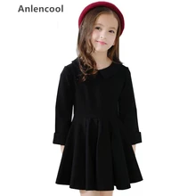 Anlencool children’s Solid color dress 2018 autumn and winter new style dress Girls fashion high quality dress Baby clothing