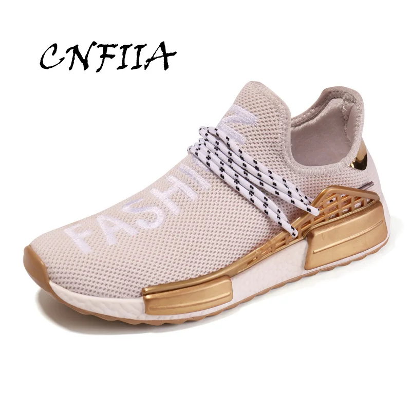 

CNFIIA Unisex Shoes Men Couples Love Male Shoes Adult Breathable Light Footwear Black Golden Sneakers 2018 Autumn Walking New