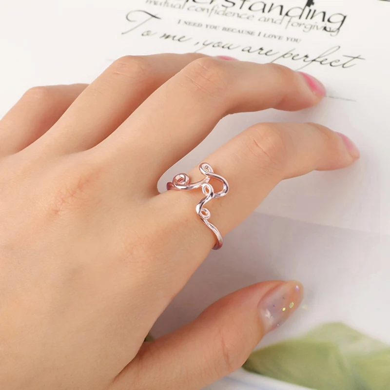 

Rose Gold Color A-Z 26 Letters Initial Name Rings For Women Men Geometric Creative Finger Rings Statement Friendship Jewelry