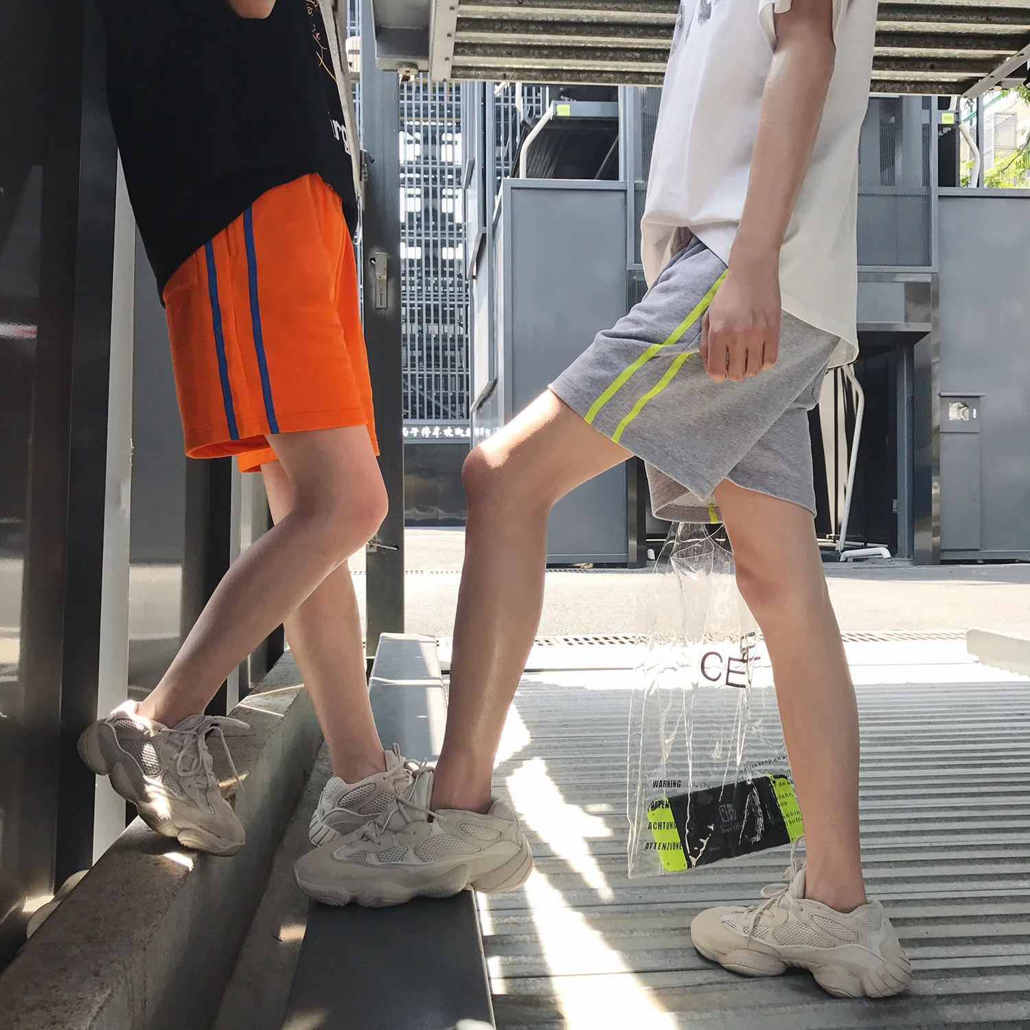 

2019 New Fashion Youth Pop Color Knee Length Sweatpants Sports Shorts