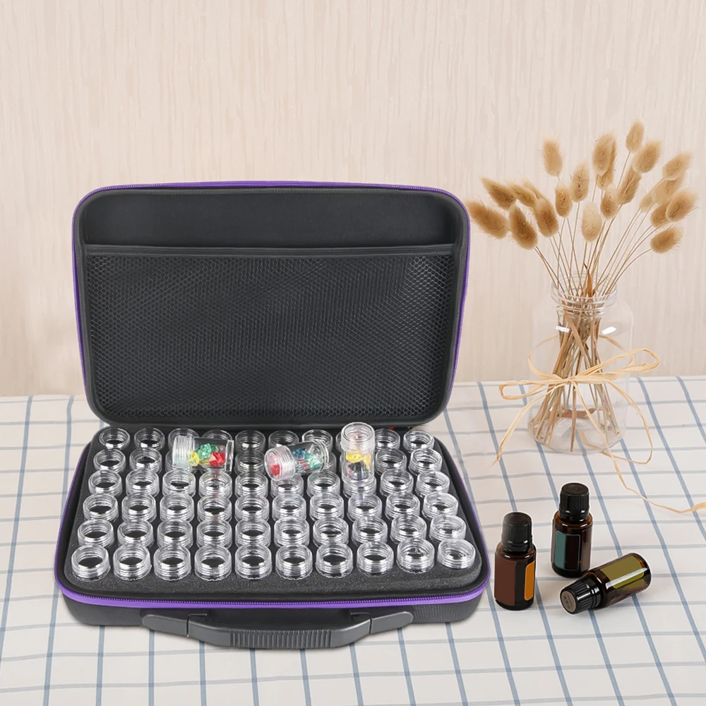 

1PCs 60 Bottles Diamond Painting Box Tool Container Storage Box Carry Case Holder Hand Bag Zipper Design Shockproof Durable