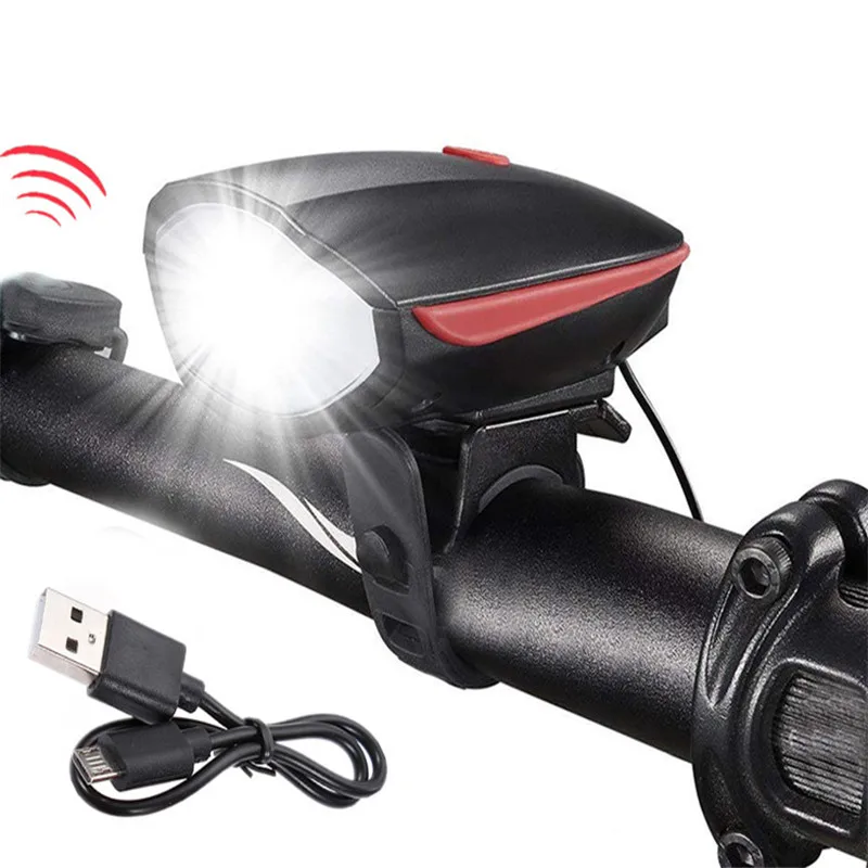 Perfect Bicycle Light USB Charging Bike Light Horn 250lm Bicycle Light Headlight Cycling Multifunction Ultra Bright 120 db Horn Bike #3 1