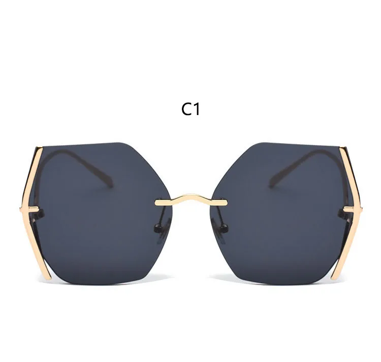 Известный бренд, модные безрамные негабаритные солнцезащитные очки, дизайнерские женские металлические большие тени, коричневые градиентные солнцезащитные очки UV400O culos