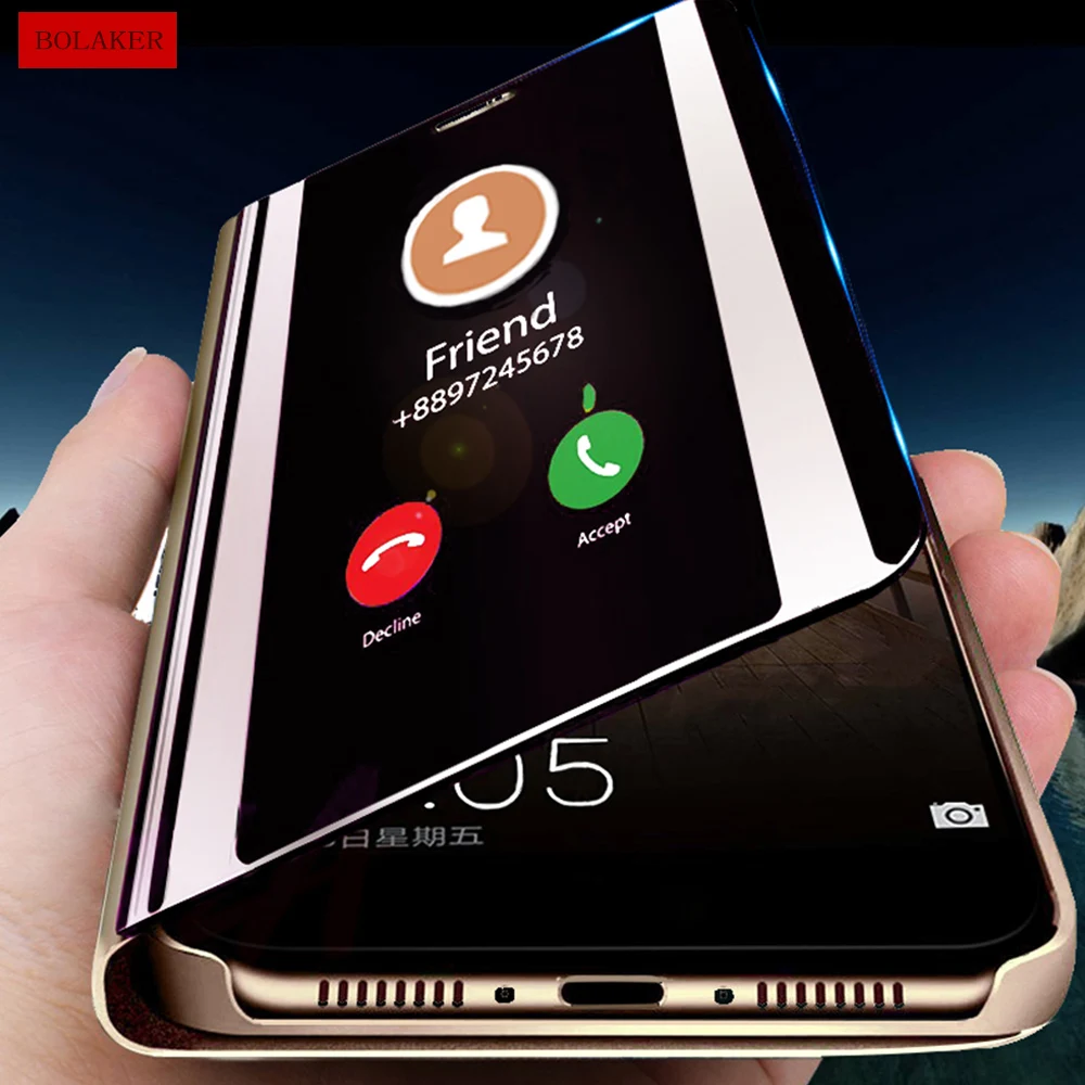 

BOLAKER mirror flip smart phone case for iphone XS Max XS smart flip cover for iphone 7 8 PLUS more protection