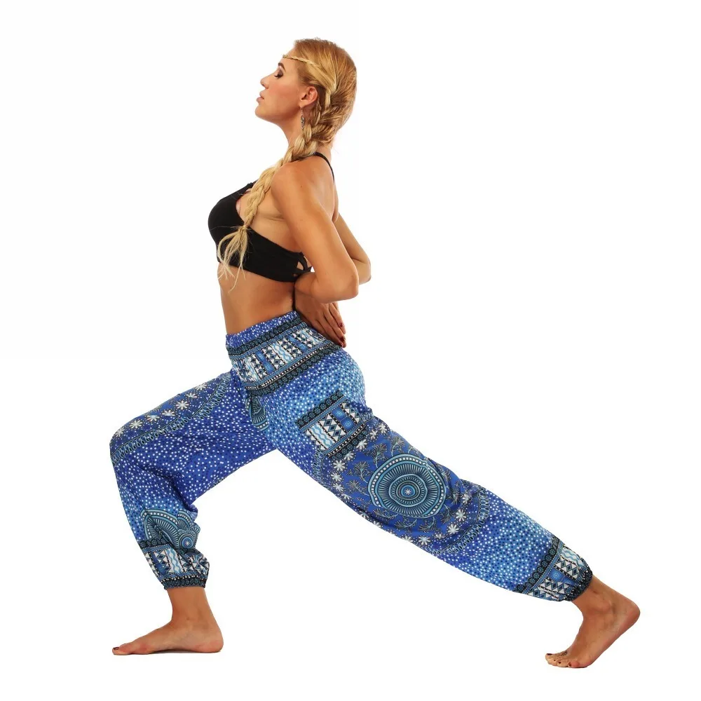TL007- Blue round circle Thailand style wide leg loose yoga pants leggings (5)
