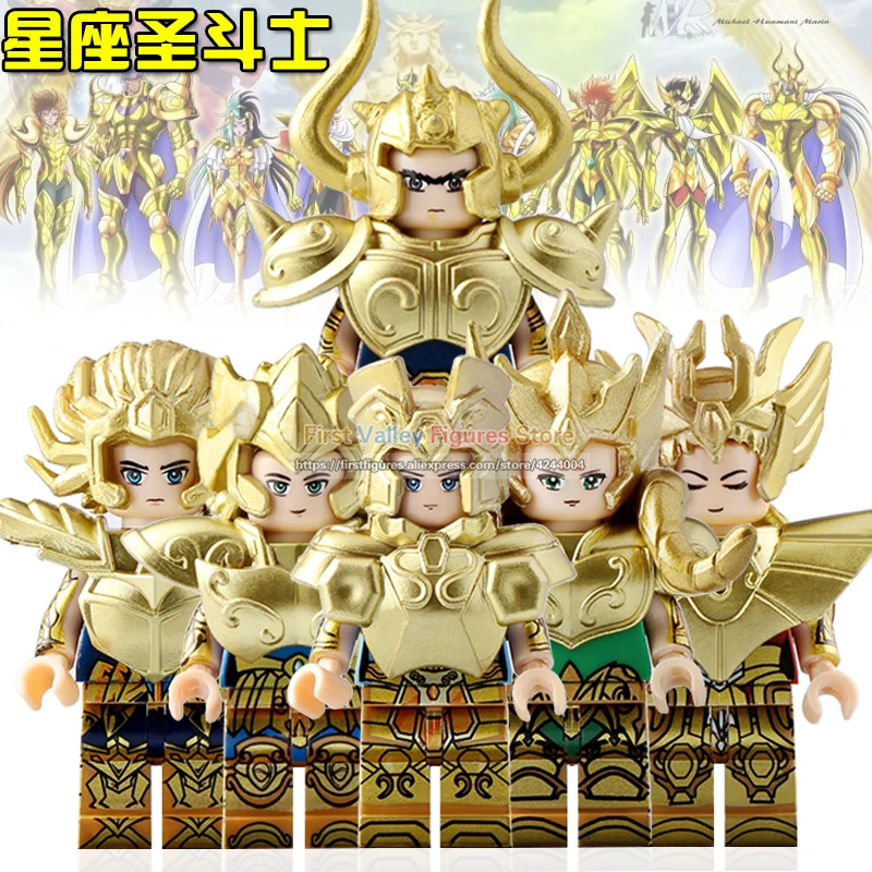

DR.TONG 6PCS/LOT Sale Super Heroes Saint Seiya Athena Glacier Shiryu Tutankhamu Building Blocks Children Gift Bricks Toys PG8212