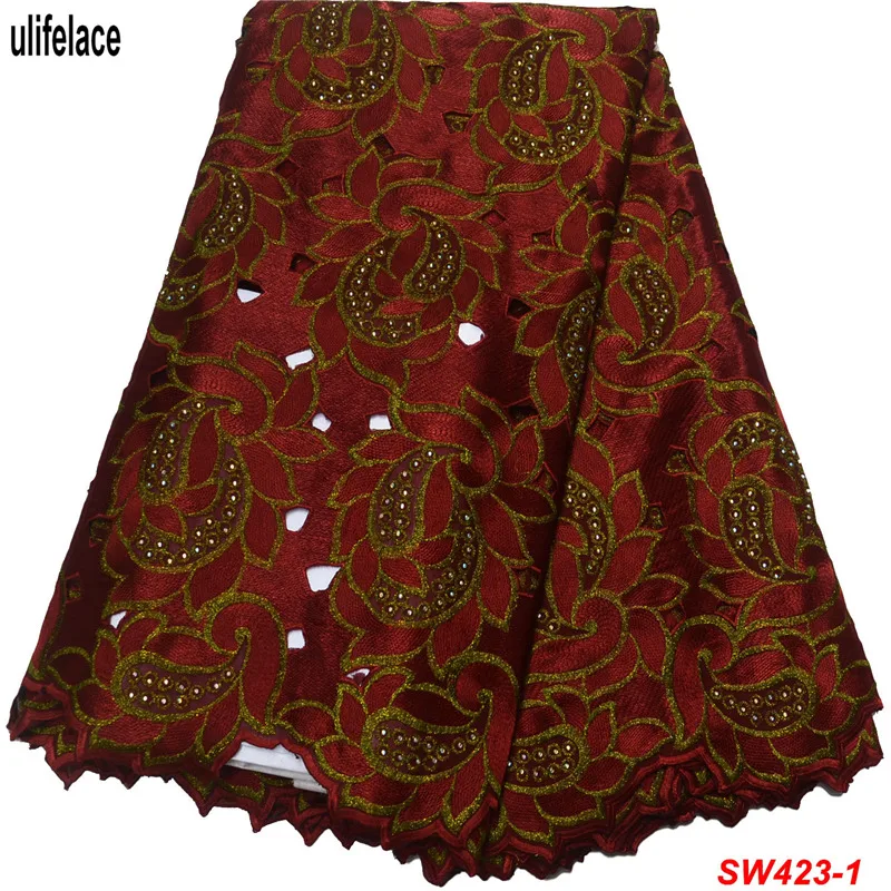 Нигерийская швейцарская вуаль кружева в Швейцарии высокое качество вышивка африканская сухая хлопковая кружевная ткань для женщин платье SW-423